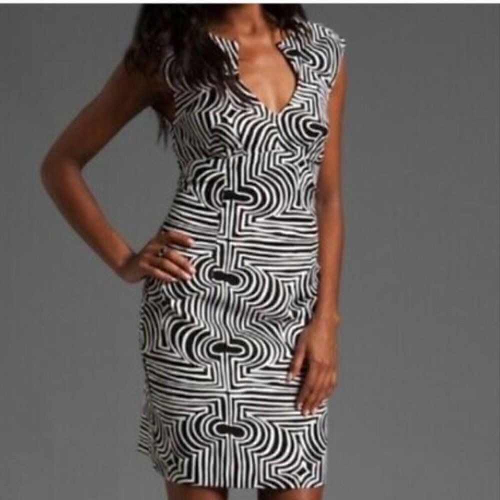 TRINA TURK Charlotte Dress Black White Size 4